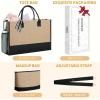imageBAGAIL Initial Tote Bag Personalized Birthday Gifts for Women Teacher Friends Mom Wedding Monogrammed Beach BagJute Brown Plain With Cosmetic Bag