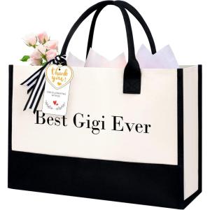 imageBAGAIL Initial Tote Bag Personalized Birthday Gifts for Women Teacher Friends Mom Wedding Monogrammed Beach BagBest Gigi Ever