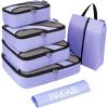 imageBAGAIL 6 Set Packing CubesTravel Luggage Packing Organizers6Set Black NetLavender