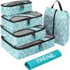 imageBAGAIL 6 Set Packing CubesTravel Luggage Packing Organizers6Set Black NetLeaf