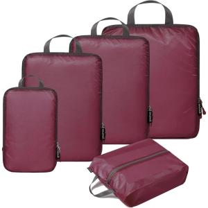 imageBAGAIL 5 Set6 Set Ultralight Compression Packing Cubes Travel Accessories Expandable Packing Organizers5Burgundy