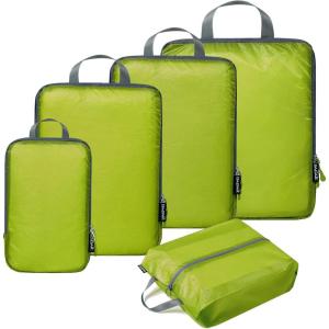 imageBAGAIL 5 Set6 Set Ultralight Compression Packing Cubes Travel Accessories Expandable Packing Organizers5Green