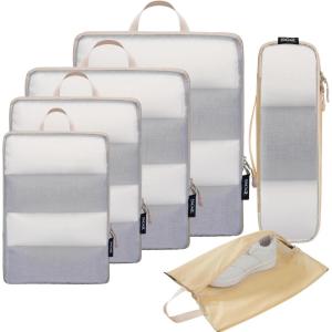 imageBAGAIL 5 Set6 Set Ultralight Compression Packing Cubes Travel Accessories Expandable Packing Organizers6Beige