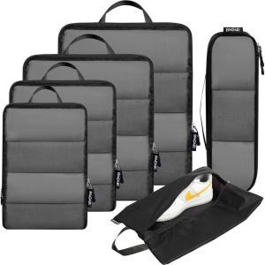 imageBAGAIL 5 Set6 Set Ultralight Compression Packing Cubes Travel Accessories Expandable Packing Organizers6Black
