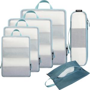 imageBAGAIL 5 Set6 Set Ultralight Compression Packing Cubes Travel Accessories Expandable Packing Organizers6Dusty Blue