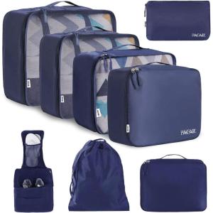 imageBAGAIL 8 Set Packing Cubes Luggage Packing Organizers for Travel Accessories Blush PinkIndigo