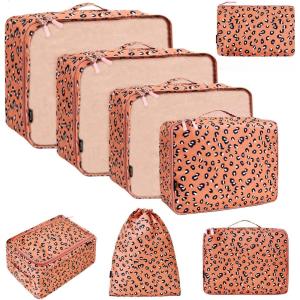imageBAGAIL 8 Set Packing Cubes Luggage Packing Organizers for Travel Accessories Blush PinkPink Leopard
