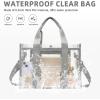 imageBAGAIL Clear Bag Stadium Approved Clear Tote Bag with Inner Pocket Transparent Travel Bag for Sports Event Concert WorkGrey