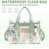 imageBAGAIL Clear Bag Stadium Approved Clear Tote Bag with Inner Pocket Transparent Travel Bag for Sports Event Concert WorkMatcha Green