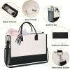 imageBAGAIL Initial Tote Bag with Makeup Bag Personalized Birthday Gifts for Women Beach Bag for Friends Mom Teachers WeddingIvory