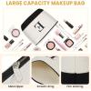 imageBAGAIL Initial Tote Bag with Makeup Bag Personalized Birthday Gifts for Women Beach Bag for Friends Mom Teachers WeddingIvory