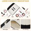 imageBAGAIL Initial Tote Bag with Makeup Bag Personalized Birthday Gifts for Women Beach Bag for Friends Mom Teachers WeddingIvory