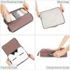 imageBagail Ultralight Packing Cubes 7 Set 3 Compression Packing Cubes 3 Packing Organizers with 1 Shoe BagThe Brown