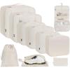 imageBAGAIL 8 Set10 Set Packing Cubes Various Sizes Packing Organizer for Travel Accessories Luggage Carry On Suitcase10Cream