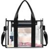 imageBAGAIL Clear Bag Stadium Approved Clear Tote Bag with Inner Pocket Transparent Travel Bag for Sports Event Concert WorkBlack