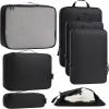 imageBagail Ultralight Packing Cubes 7 Set 3 Compression Packing Cubes 3 Packing Organizers with 1 Shoe BagThe Black