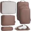 imageBagail Ultralight Packing Cubes 7 Set 3 Compression Packing Cubes 3 Packing Organizers with 1 Shoe BagThe Brown