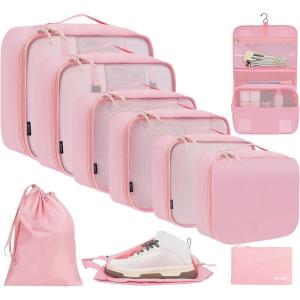imageBAGAIL 8 Set10 Set Packing Cubes Various Sizes Packing Organizer for Travel Accessories Luggage Carry On Suitcase10Pink