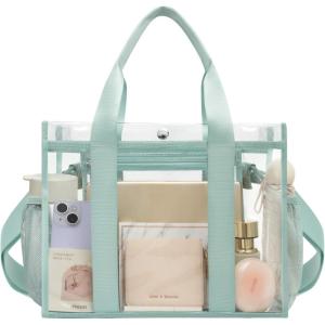 imageBAGAIL Clear Bag Stadium Approved Clear Tote Bag with Inner Pocket Transparent Travel Bag for Sports Event Concert WorkDusty Blue
