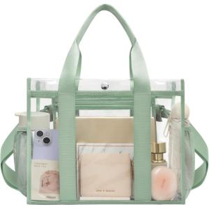 imageBAGAIL Clear Bag Stadium Approved Clear Tote Bag with Inner Pocket Transparent Travel Bag for Sports Event Concert WorkMatcha Green