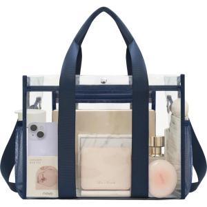 imageBAGAIL Clear Bag Stadium Approved Clear Tote Bag with Inner Pocket Transparent Travel Bag for Sports Event Concert WorkNavy