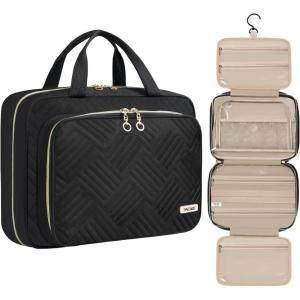 imageBAGAIL Hanging Toiletry Bag for Women Waterresistant Cosmetic Bag Large Capacity Travel Makeup Organizer for FullSized Travel EssentialsStandard BlackBlack