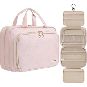 imageBAGAIL Hanging Toiletry Bag for Women Waterresistant Cosmetic Bag Large Capacity Travel Makeup Organizer for FullSized Travel EssentialsStandard BlackPink