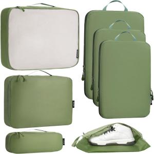 imageBagail Ultralight Packing Cubes 7 Set 3 Compression Packing Cubes 3 Packing Organizers with 1 Shoe BagThe Matcha