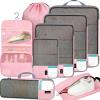 imageBAGAIL 4 Set6 Set8 Set Compression Packing Cubes Travel Accessories Expandable Packing OrganizersHalfMesh8DustyBlue8Pink