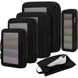 imageBAGAIL 4 Set6 Set8 Set Compression Packing Cubes Travel Accessories Expandable Packing OrganizersHalfMesh8DustyBlue05Black
