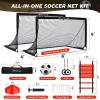 imageBAGAIL Soccer Goals for Backyard Set 2 of 6 x 4ft Portable Pop Up Soccer Nets Foldable Training Equipment with Soccer Ball Ladder Cones Targets for Outdoor GamesBlack