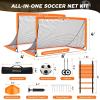 imageBAGAIL Soccer Goals for Backyard Set 2 of 6 x 4ft Portable Pop Up Soccer Nets Foldable Training Equipment with Soccer Ball Ladder Cones Targets for Outdoor GamesOrange