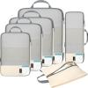 imageBAGAIL 4 Set6 Set Compression Packing Cubes for Travel Compressible Packing Organizers Travel Accessories for Luggage SuitcaseBeige