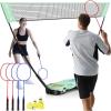 imageBAGAIL Portable Badminton Net Set  Storage Case  Freestanding Base  Quick Setup  Pop Up Badminton Net with 4 Rackets 4 Shuttlecocks for Indoor ampamp Outdoor Games Backyard Family Fun