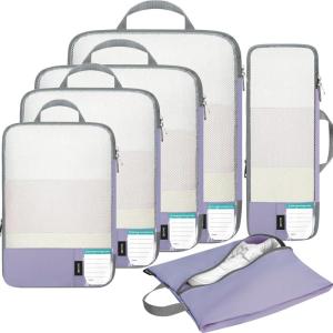 imageBAGAIL 4 Set6 Set Compression Packing Cubes for Travel Compressible Packing Organizers Travel Accessories for Luggage SuitcaseDusty Purple