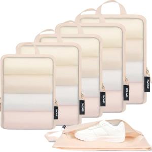 imageBAGAIL 4 Set6 Set Ultralight Compression Packing Cubes Packing Organizer for Travel Accessories Luggage Suitcase Backpack6Beige