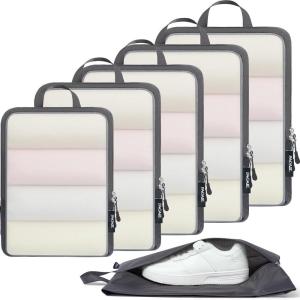 imageBAGAIL 4 Set6 Set Ultralight Compression Packing Cubes Packing Organizer for Travel Accessories Luggage Suitcase Backpack6Dark Grey