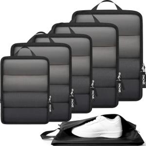 imageBAGAIL 4 Set6 Set Ultralight Compression Packing Cubes Packing Organizer for Travel Accessories Luggage Suitcase Backpack6Jet Black