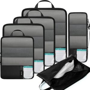 imageBAGAIL 5 Set6 Set Ultralight Compression Packing Cubes Travel Accessories Expandable Packing Organizers6Jet Black