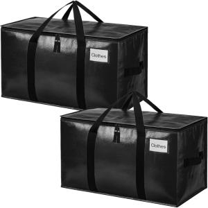 imageBAGAIL Heavy Duty Moving Bags with Strong Handle Extra Large Moving Boxes Storage Tote for Clothes College Moving SuppliesBlue 4 PackBlack