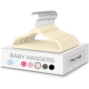 imageBAGAIL Kids Velvet Hangers 11 Inches Childrens Clothes Hangers NonSlip Baby Hangers for InfantToddler Pink15packIvory