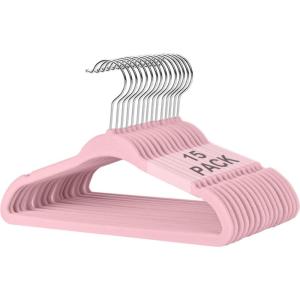 imageBAGAIL Kids Velvet Hangers 11 Inches Childrens Clothes Hangers NonSlip Baby Hangers for InfantToddler Pink15packPink15