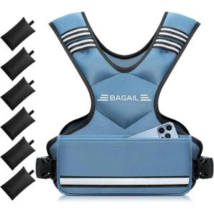 imageBAGAIL Adjustable Weighted Vest 410lb1218lb2032lb Rucking Vest for Women ampamp Men with 6 Weights ampamp Large Pocket Weight Vest for Home Workouts Running Walking and Strength TrainingBlue