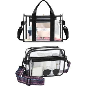 imageBAGAIL Clear Bag Stadium Approved Crossbody Shoulder Messenger and Clear Tote Bag with Separate Zippered Pouch