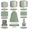 image:imageBAGAIL 8 Set Packing Cubes Luggage Packing Organizer Bags for Travel AccessoriesBlack FloralMatcha Green