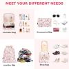 imageBAGAIL 8 Set Packing Cubes Luggage Packing Organizer Bags for Travel AccessoriesBlack FloralPink Flamingo