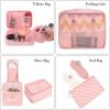 imageBAGAIL 8 Set Packing Cubes Luggage Packing Organizer Bags for Travel AccessoriesBlack FloralWhite and Pink Stripe