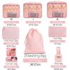 imageBAGAIL 8 Set Packing Cubes Luggage Packing Organizer Bags for Travel AccessoriesBlack FloralWhite and Pink Stripe