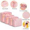 imageBAGAIL 8 Set Packing Cubes Luggage Packing Organizer Bags for Travel AccessoriesBlack FloralWhite and Pink Stripe