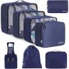 imageBAGAIL 8 Set Packing Cubes Luggage Packing Organizer Bags for Travel AccessoriesBlack FloralIndigo